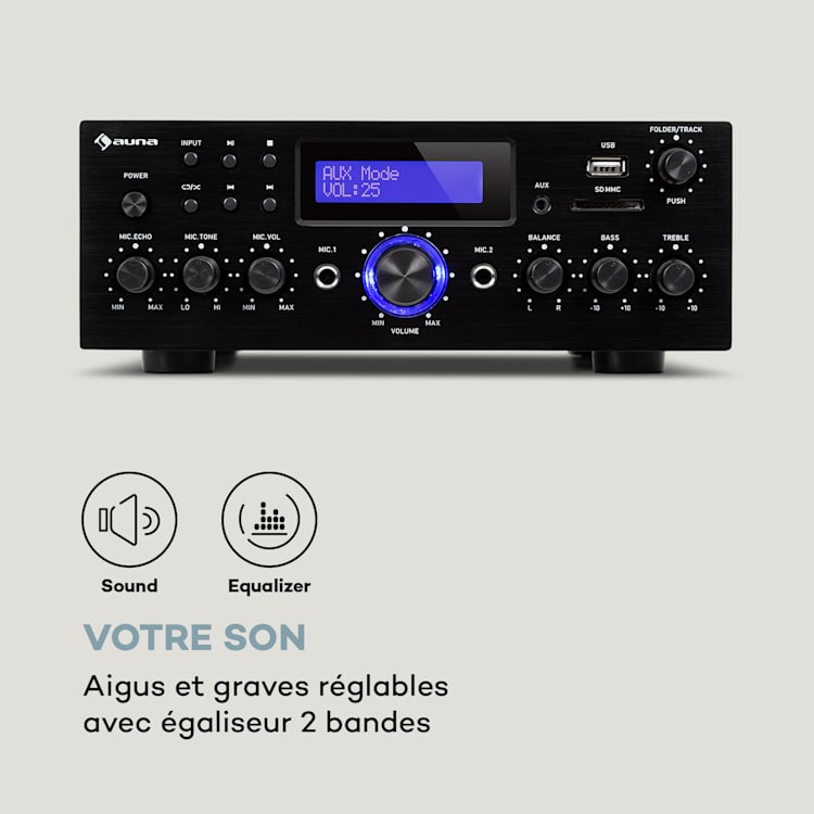 AMP-5 BT amplificateur HiFi 2 x 50 W RMS BT 2 x micro noir