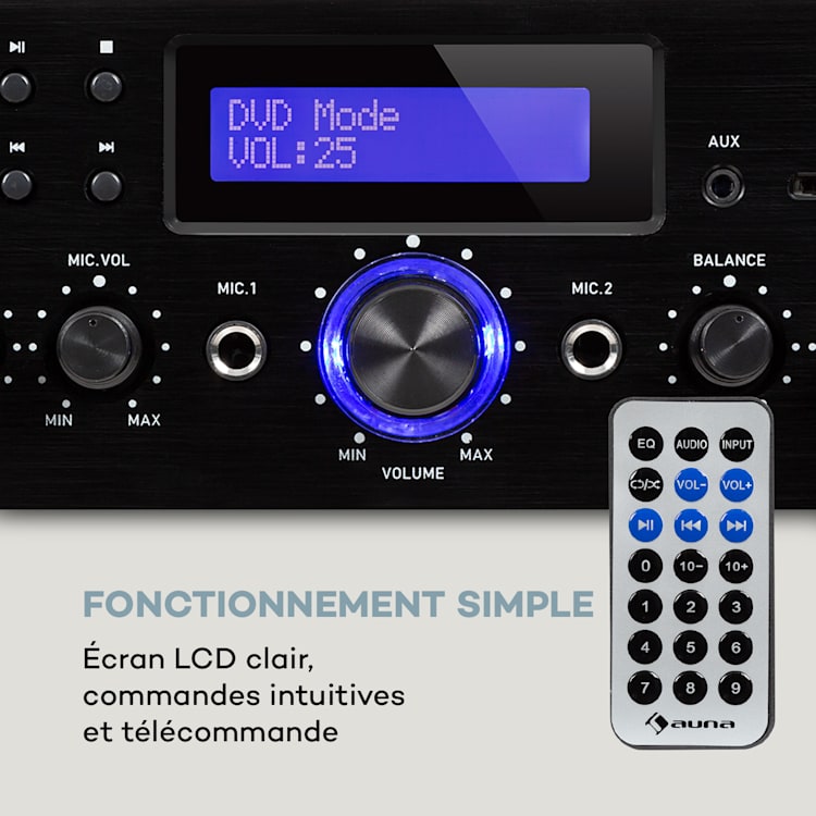 AMP-5 BT amplificateur HiFi 2 x 50 W RMS BT 2 x micro noir