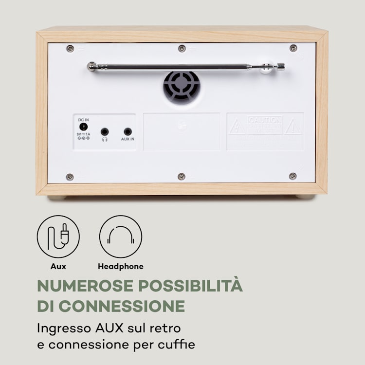 Ambient Radio DAB+/FM BT 5.0 AUX-In LCD Sveglia Effetto Legno marrone Pino