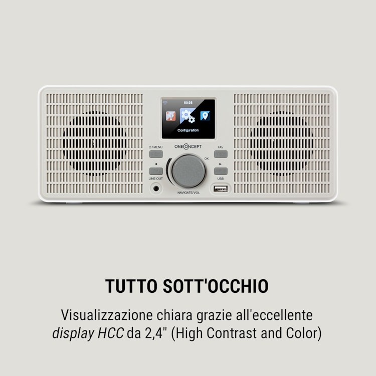 Internet radio TuneUp ST 10W WLAN USB HCC linea d'uscita bianco