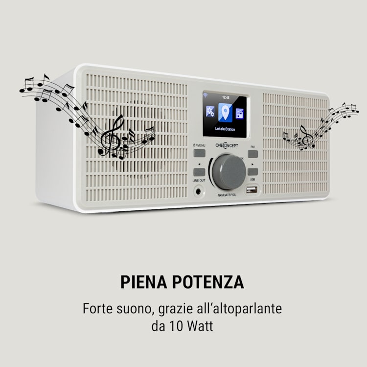 Internet radio TuneUp ST 10W WLAN USB HCC linea d'uscita bianco