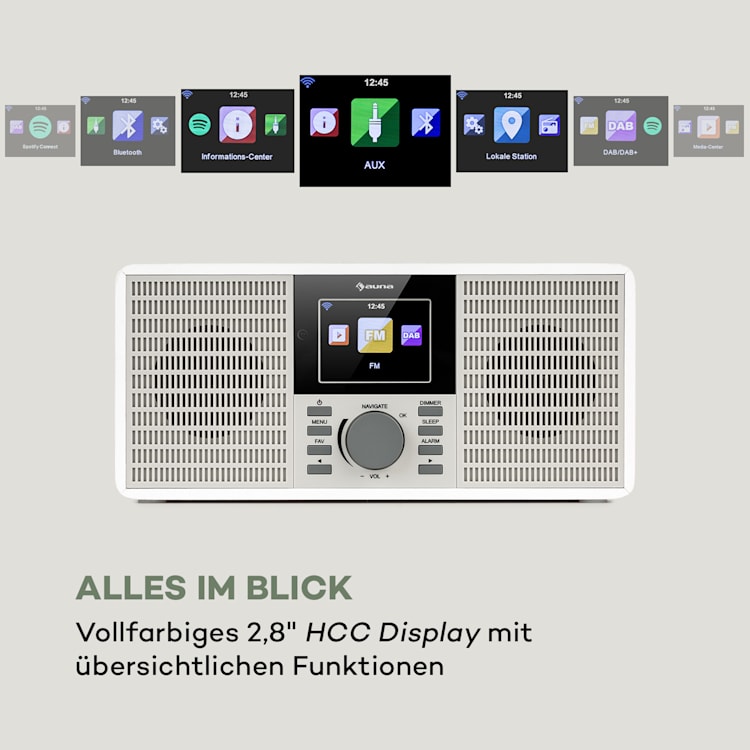 IR-260 Internetradio WLAN USB AUX UPnP 2.8" HCC-Display Fernbedienung Weiß