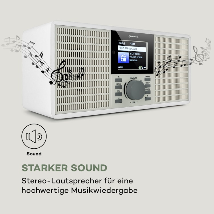 IR-260 Internetradio WLAN USB AUX UPnP 2.8" HCC-Display Fernbedienung Weiß