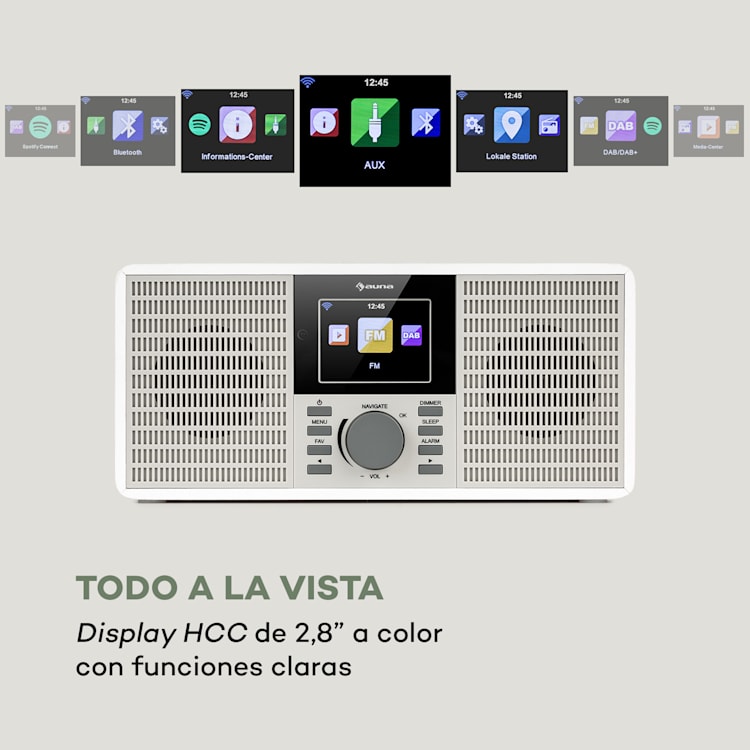 IR-260 Radio por internet con wifi USB AUX UPnP Pantalla HCC de 2,8" mando a distancia Blanca Blanco