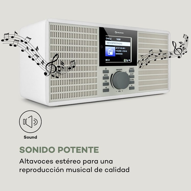 IR-260 Radio por internet con wifi USB AUX UPnP Pantalla HCC de 2,8" mando a distancia Blanca Blanco