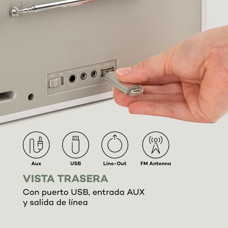 IR-260 Radio por internet con wifi USB AUX UPnP Pantalla HCC de 2,8" mando a distancia Blanca Blanco