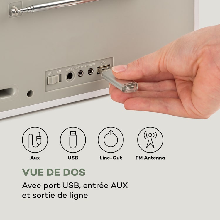 IR-260 radio Internet Wifi USB AUX UPnP HCC-Display 2.8" télécommande blanc Blanc