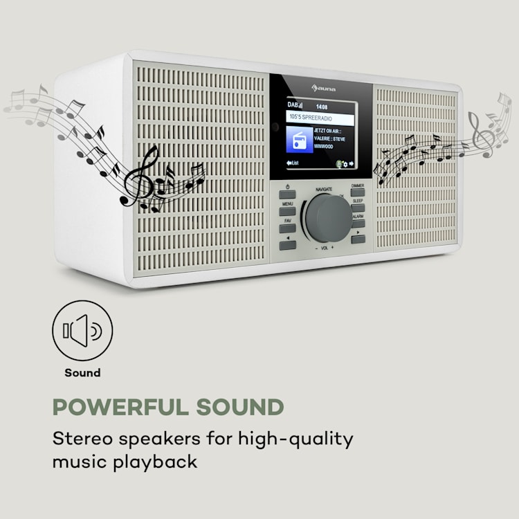 IR-260, internetni radio, WLAN, USB, AUX, UPnP, 2.8" HCC-zaslon, daljinski upravljalnik, bela barva Bela