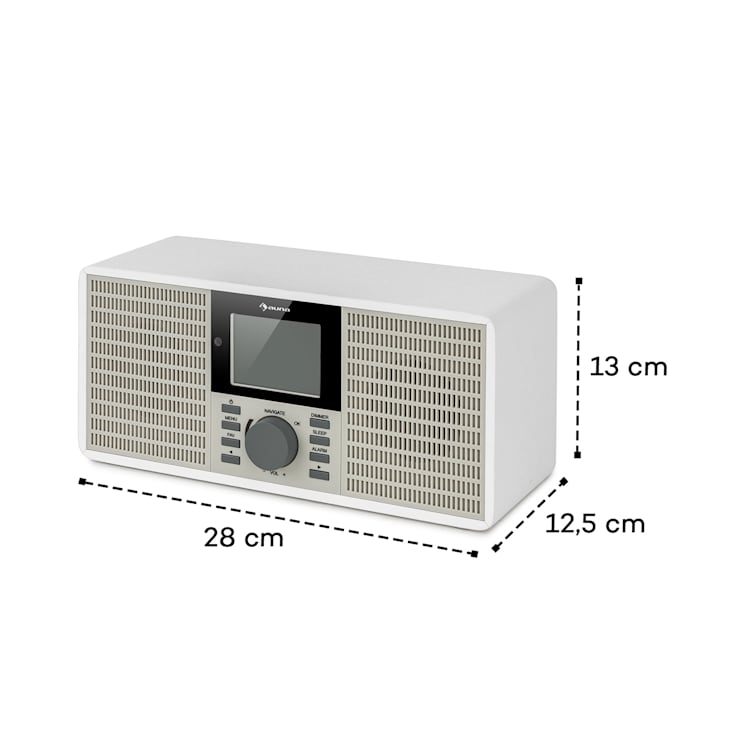 IR-260, internetni radio, WLAN, USB, AUX, UPnP, 2.8" HCC-zaslon, daljinski upravljalnik, bela barva Bela
