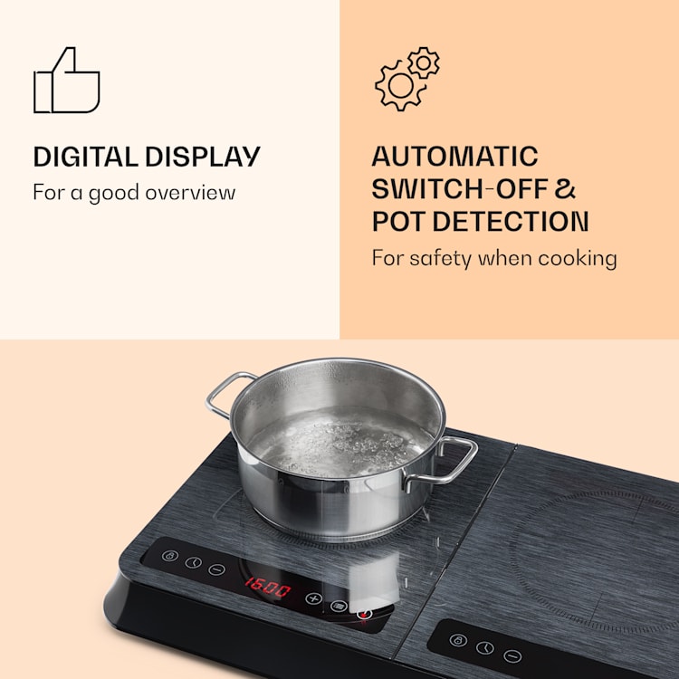 InnoChef Inductiekookplaat 3400W Touch Control Keramisch Glas Zwart Glas
