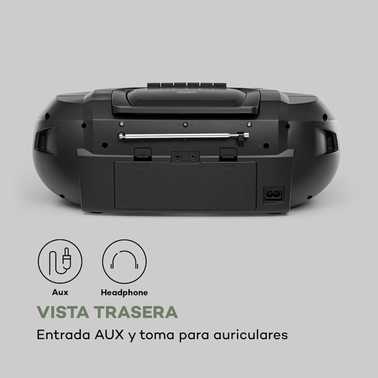 Roadie 2K Radiocasetera Reproductor de CD Radio DAB/DAB+ FM Bluetooth Negra Negro