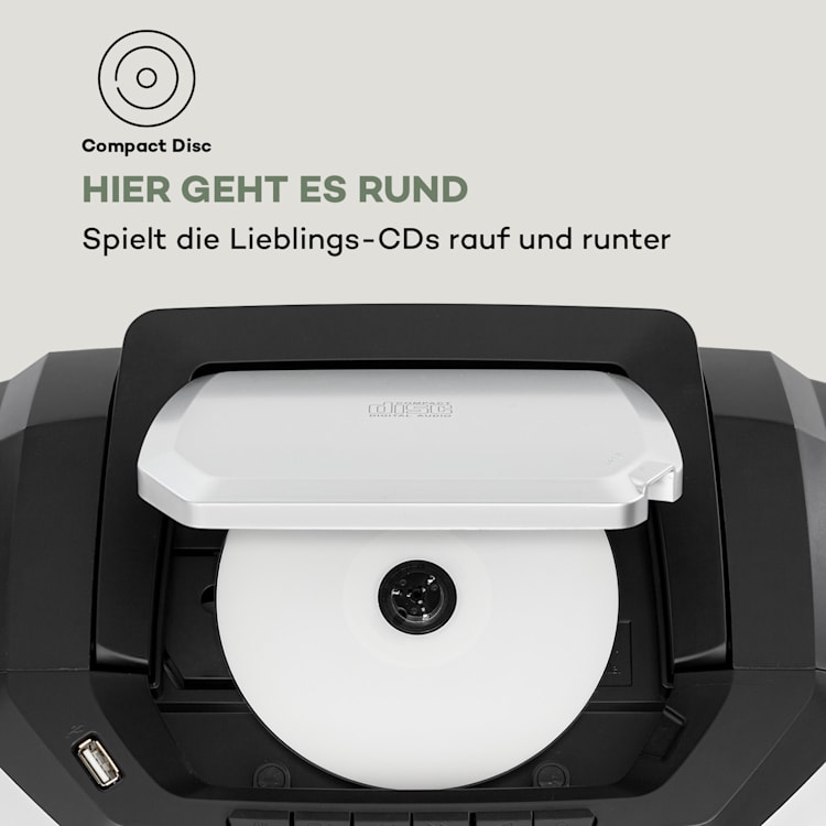 Roadie 2K Boombox CD-Player Kassettenradio DAB/DAB+ UKW Bluetooth silber Silber