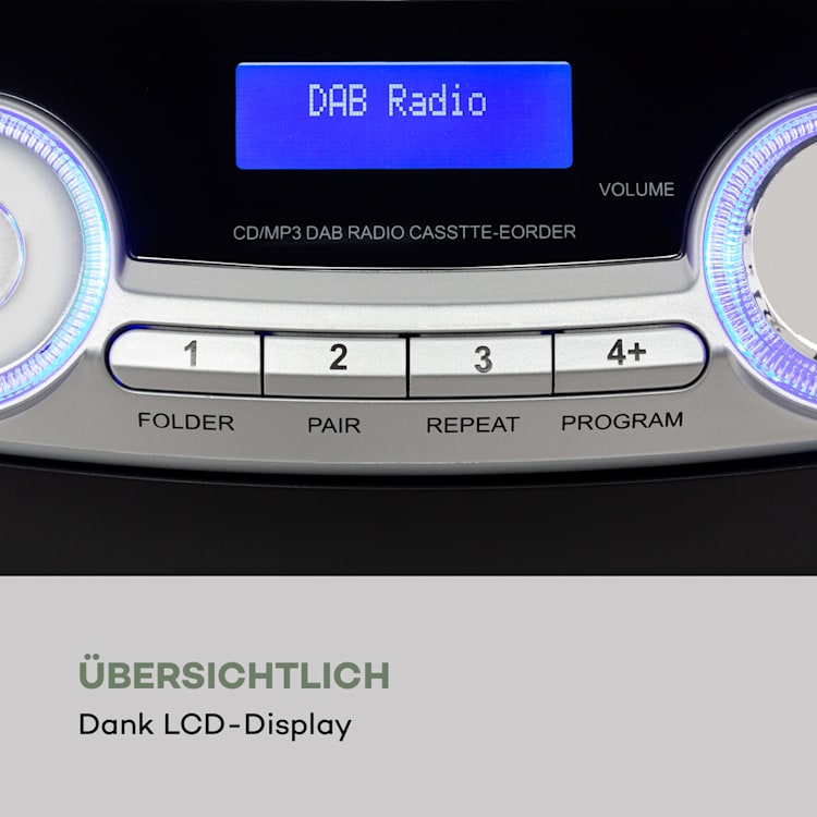 Roadie 2K Boombox CD-Player Kassettenradio DAB/DAB+ UKW Bluetooth silber Silber
