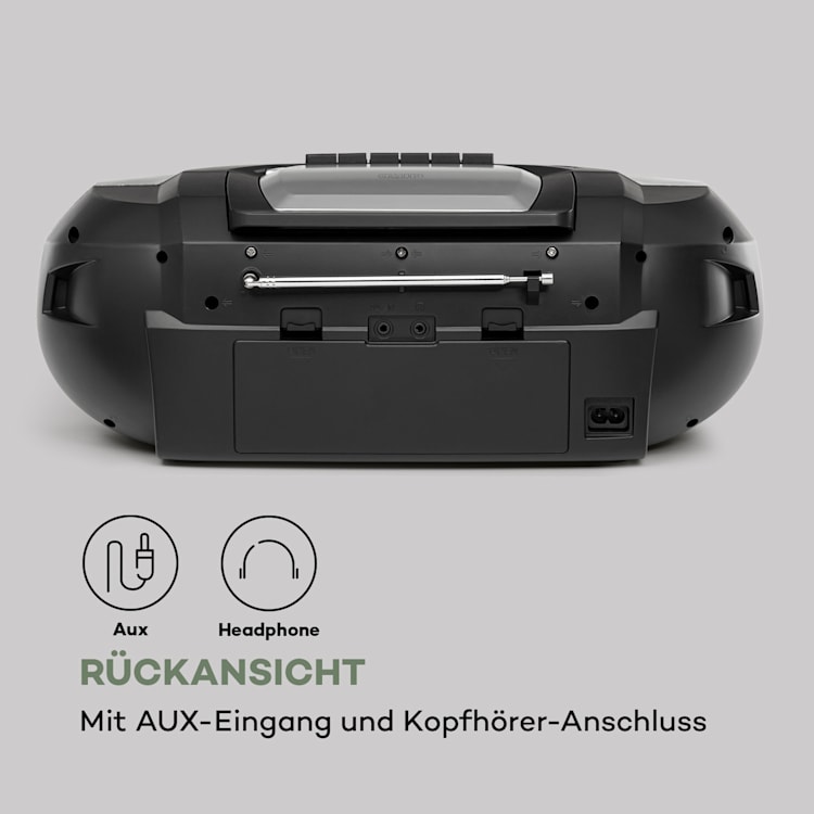 Roadie 2K Boombox CD-Player Kassettenradio DAB/DAB+ UKW Bluetooth silber Silber
