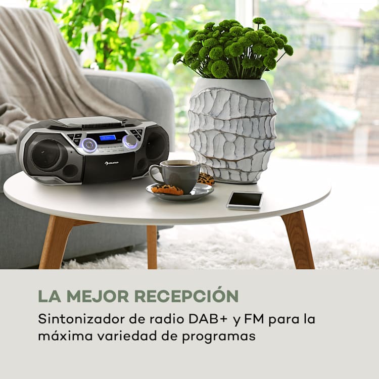 Roadie 2K Radiocasetera Reproductor de CD Radio DAB/DAB+ FM Bluetooth Plateada Plata