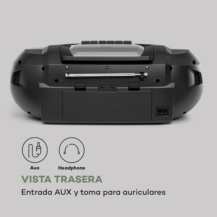 Roadie 2K Radiocasetera Reproductor de CD Radio DAB/DAB+ FM Bluetooth Plateada Plata