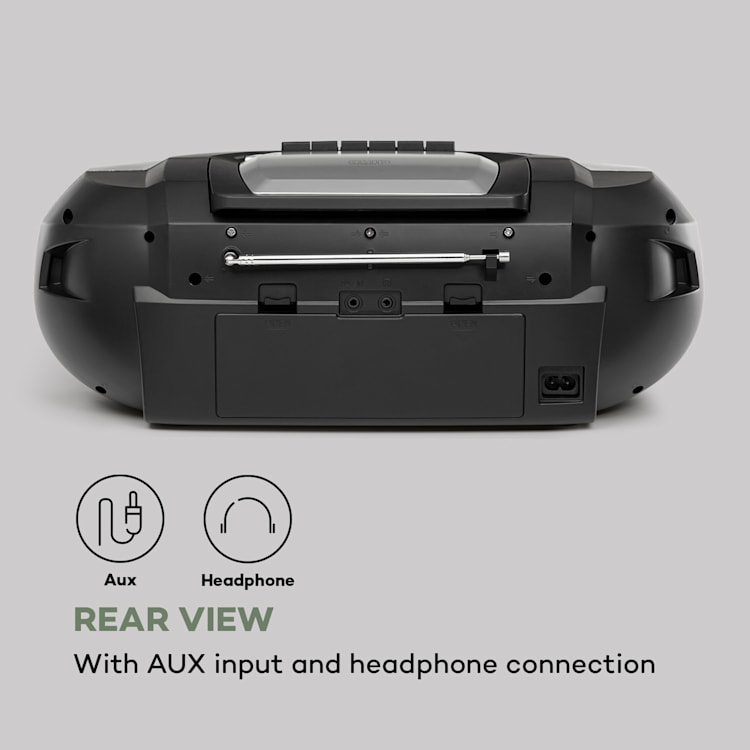 Roadie 2K, boombox, CD prehrávač, kazetové rádio, DAB/DAB+, UKW, bluetooth, strieborný Strieborná