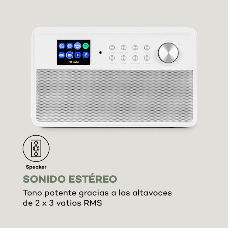 Connect Link Radio inteligente IR/DAB+/FM Spotify BT Pantalla HCC de 2,4" Blanca Blanco