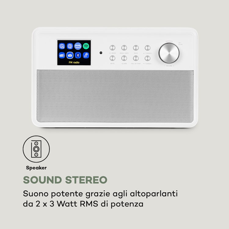 Connect Link Smart Radio IR/DAB+/FM Spotify BT Display HCC 2,4" bianco Bianco