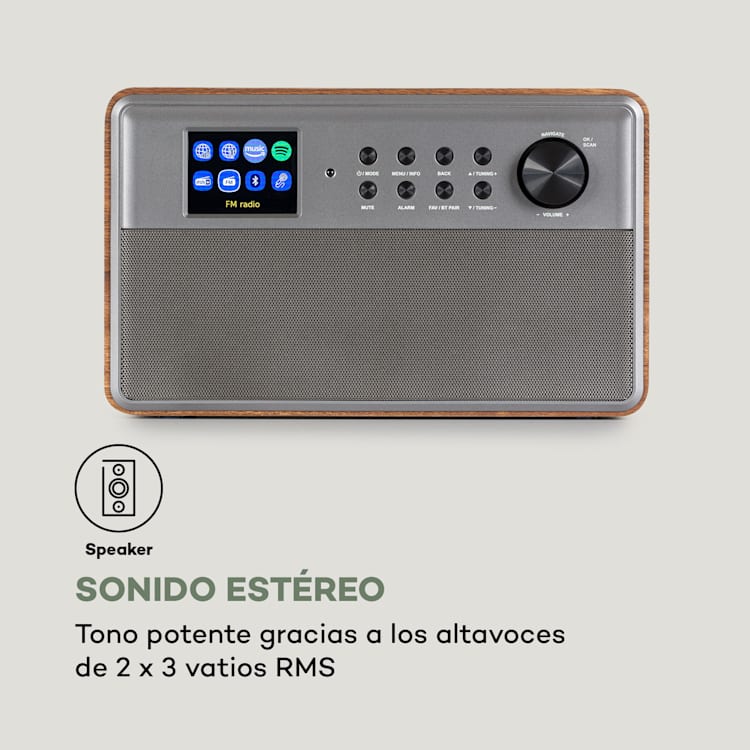 Connect Link Radio inteligente IR/DAB+/FM Spotify BT Pantalla HCC de 2,4" Madera Marrón