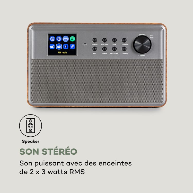 Connect Link Smart Radio IR / DAB + / FM Spotify BT écran 2.4" HCC bois Brun