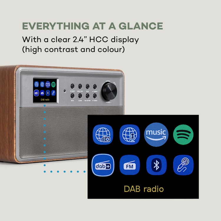 Connect Link Smart Radio IR / DAB + / FM Spotify BT 2.4" HCC Display Wood Brown