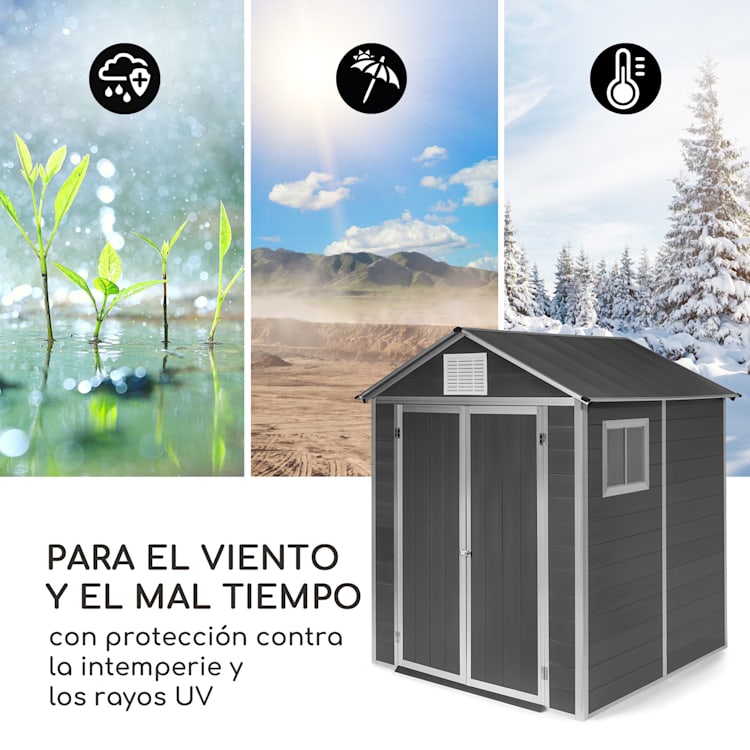 Schatzkammer Caseta de jardín Protección contra los rayos ultravioleta PVC Castilla Ventana lateral Gris