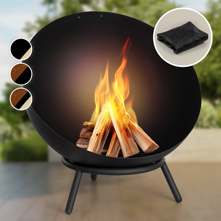 Fireball kantelbare stalen vuurschaal voor tuin en terras Ø 66 cm Zwart