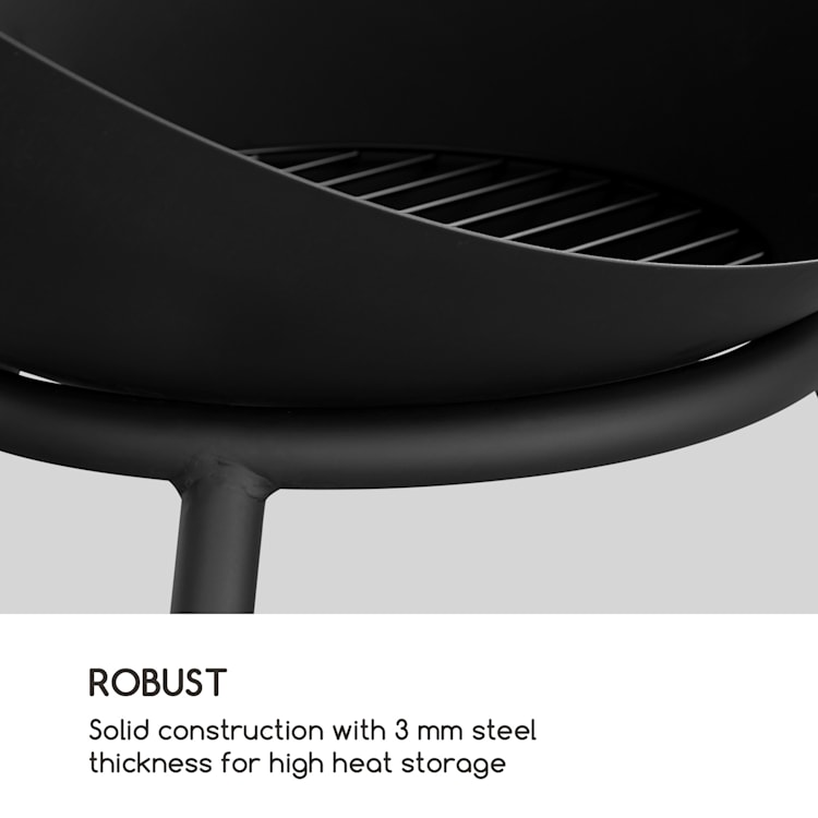 Fireball kantelbare stalen vuurschaal voor tuin en terras Ø 66 cm Zwart