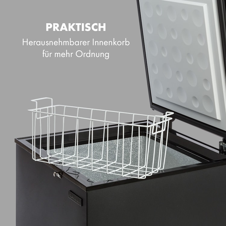 Iceblokk 100 Gefriertruhe Gefrierschrank freistehend 98 Liter Slim Design 98 Ltr | Schwarz