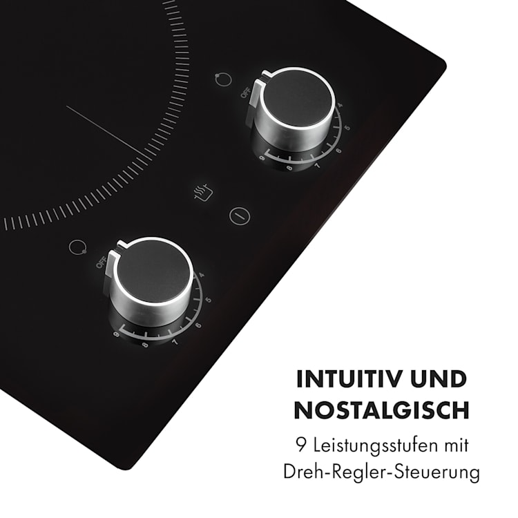 Kochheld Doppel-Induktionskochfeld 2900W Dreh-Regler Glas schwarz 2