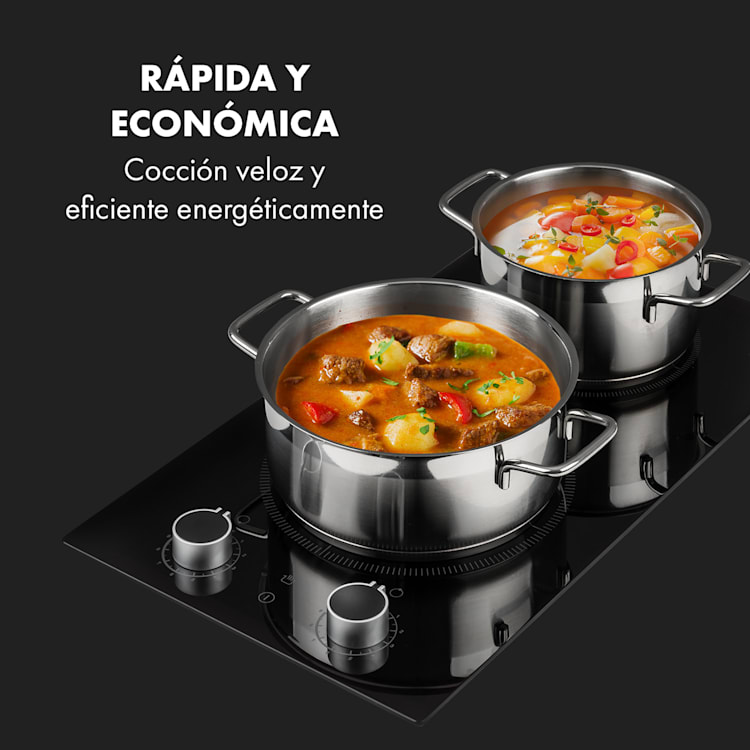 Kochheld Doppel Cocina de inducción de 2900W con perillas y vidrio negro 2