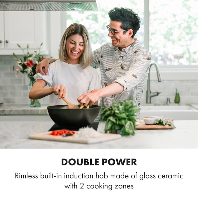 häll dubbel-induktionshäll 2900W vrid-reglering glas svart 2