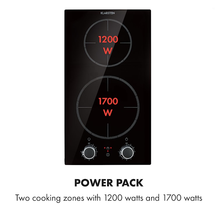 häll dubbel-induktionshäll 2900W vrid-reglering glas svart 2