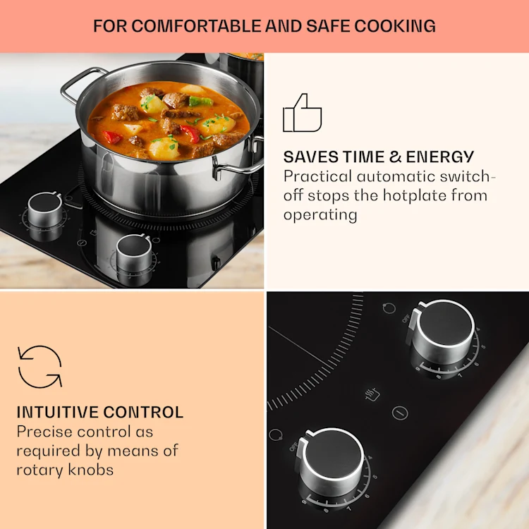 Kochheld Double Induction Hob 2900W Rotary Control Glass Black 2