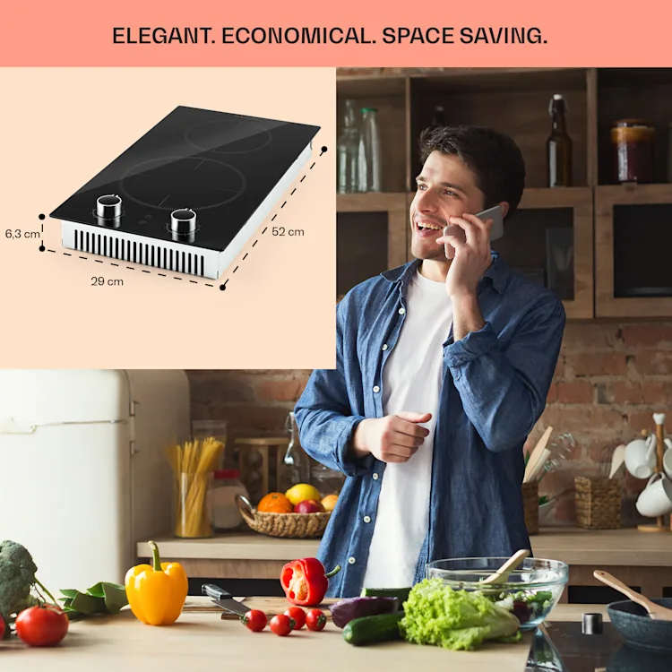 Kochheld Double Induction Hob 2900W Rotary Control Glass Black 2