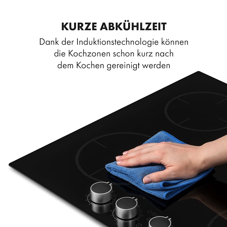 Kochheld 4-Zonen-Induktionskochfeld 6000W Dreh-Regler Glas schwarz 4