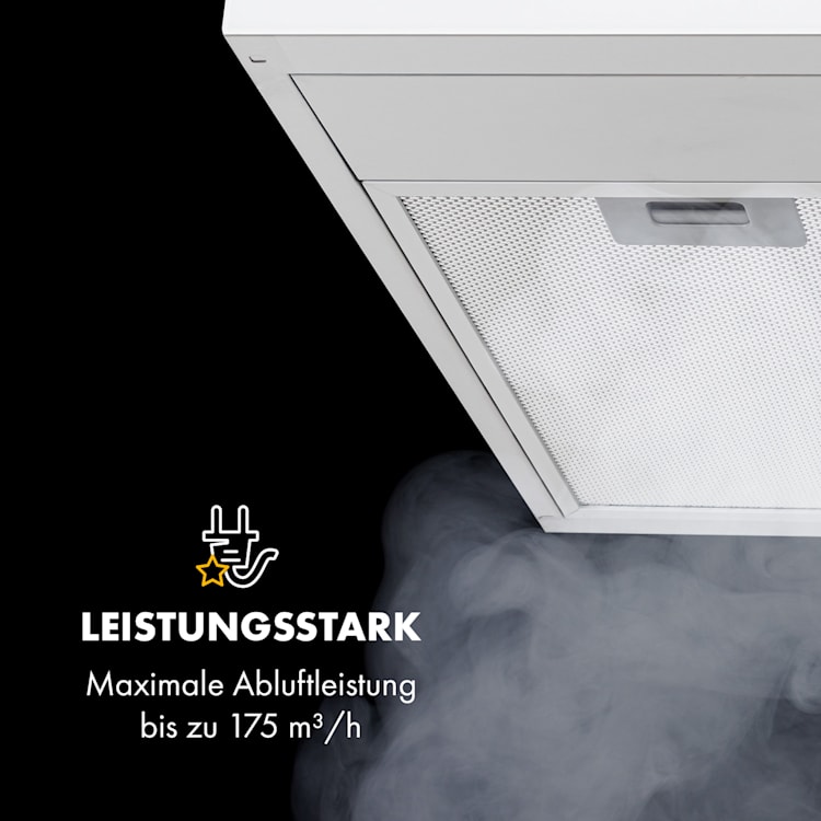 Contempo Unterbau-Dunstabzugshaube 60cm 175m³/h LED Edelstahl Acryl weiß Weiß