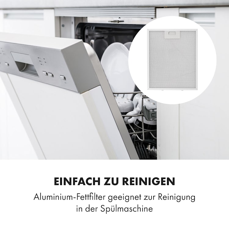 Contempo Unterbau-Dunstabzugshaube 60cm 175m³/h LED Edelstahl Acryl weiß Weiß