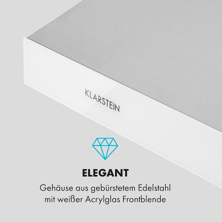 Contempo Unterbau-Dunstabzugshaube 60cm 175m³/h LED Edelstahl Acryl weiß Weiß