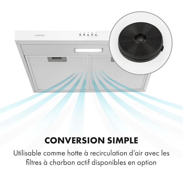 Contempo Hotte aspirante visière 60 cm 175 m³ / h LED inox blanc Blanc