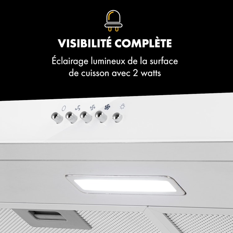 Contempo Hotte aspirante visière 60 cm 175 m³ / h LED inox blanc Blanc