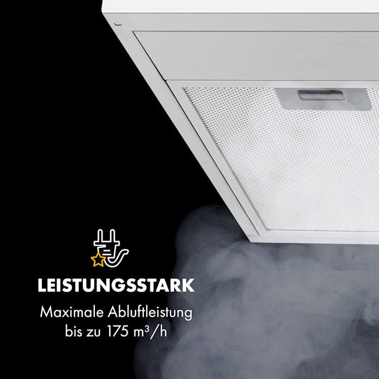 Contempo Neo Unterbau-Dunstabzugshaube 60cm 175m³/h LED Edelstahl Acryl weiß Weiß