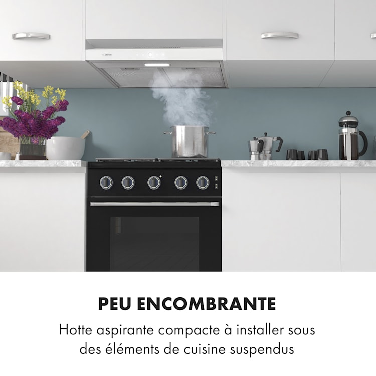 Contempo Neo Hotte aspirante encastrée 60cm 175m³/h LED Acier inoxydable Acrylique blanc Blanc