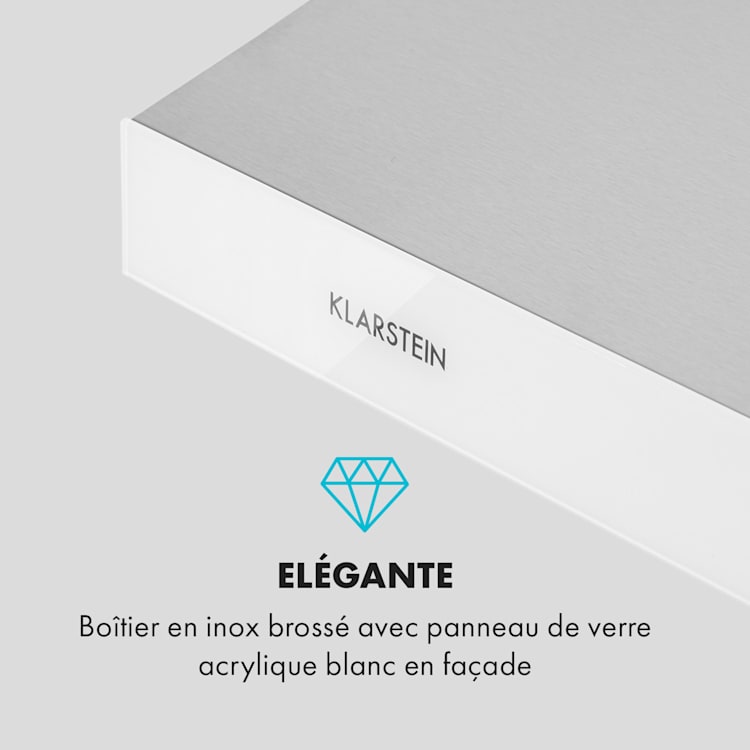 Contempo Neo Hotte aspirante encastrée 60cm 175m³/h LED Acier inoxydable Acrylique blanc Blanc