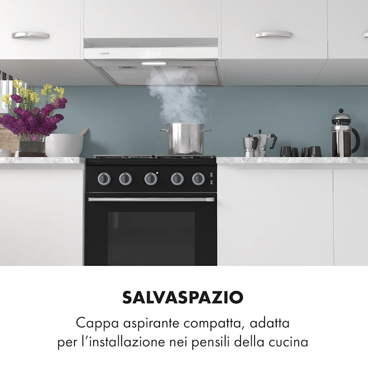 Contempo Neo cappa aspirante sottopensile 60cm 175m³/h LED acciaio inox bianco Bianco
