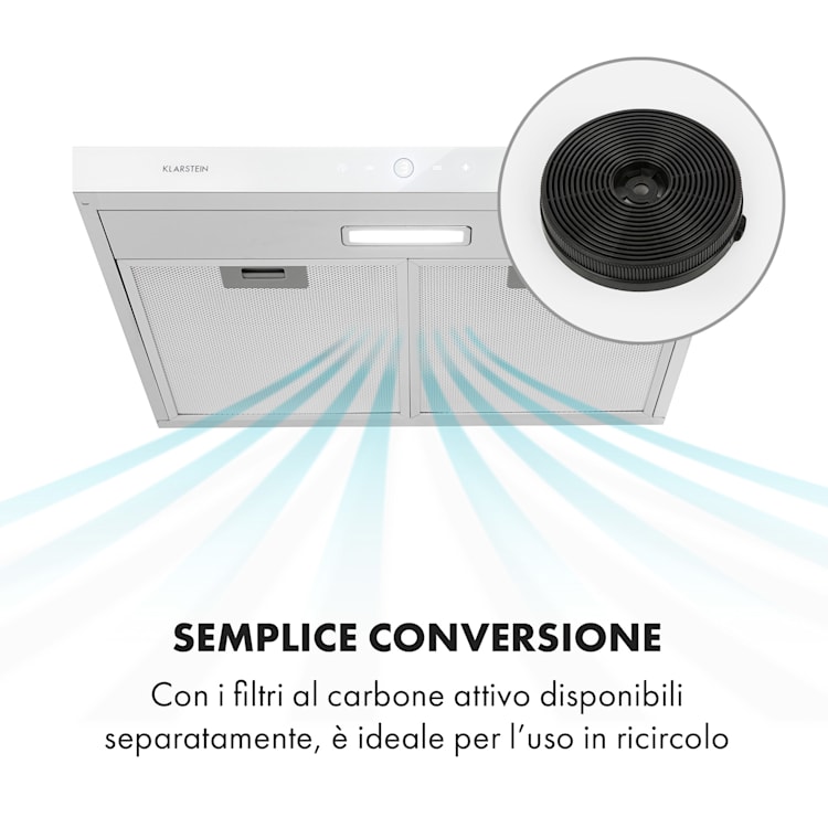 Contempo Neo cappa aspirante sottopensile 60cm 175m³/h LED acciaio inox bianco Bianco