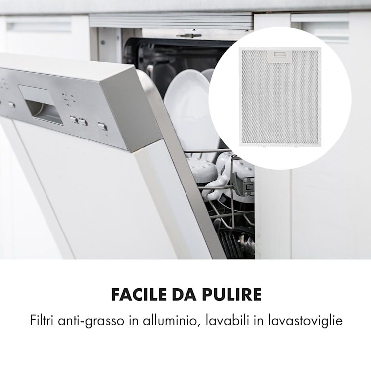 Contempo Neo cappa aspirante sottopensile 60cm 175m³/h LED acciaio inox bianco Bianco
