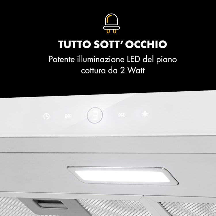Contempo Neo cappa aspirante sottopensile 60cm 175m³/h LED acciaio inox bianco Bianco