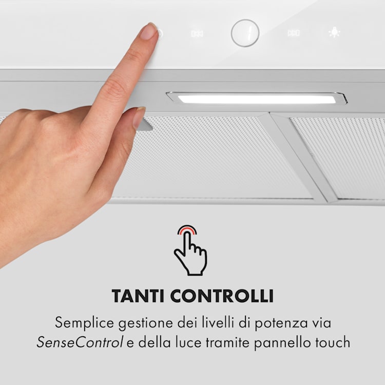 Contempo Neo cappa aspirante sottopensile 60cm 175m³/h LED acciaio inox bianco Bianco